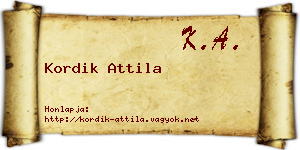 Kordik Attila névjegykártya
